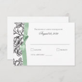 Franse Toile en Sage Bow Reactie RSVP Kaartje (Voorkant / Achterkant)