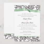 Franse Toile en Sage Green Bow Kaart (Voorkant / Achterkant)