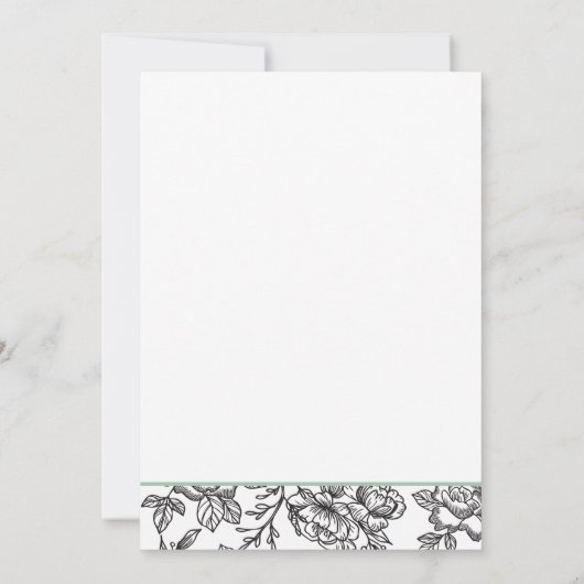 Franse Toile en Saliegroen Lint Kaart (Achterkant)