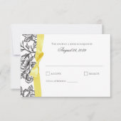 Franse Toile en Yellow Bow Reactie RSVP Kaartje (Voorkant)