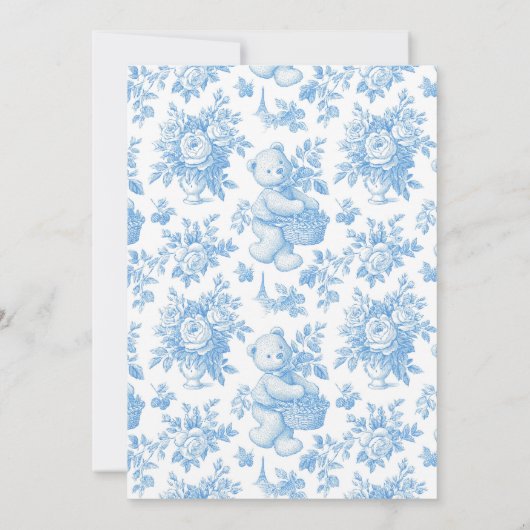 Franse Toile Floral Beer 1e verjaardag Kaart (Achterkant)