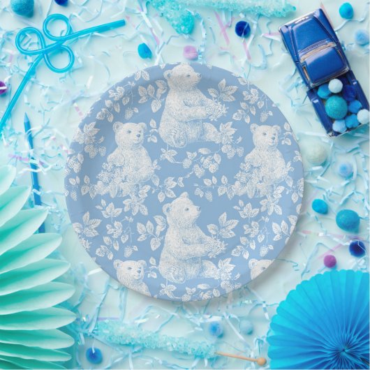 Franse Toile Floral Beer Baby shower Papier Bord (Feest)