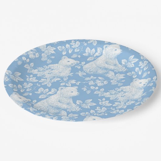 Franse Toile Floral Beer Baby shower Papier Bord (Gekanteld)