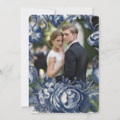  Franse Toile Floral Photo Engagement Party Kaart (Achterkant)