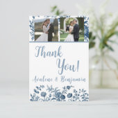  Franse Toile Foto bruiloft Dank u kaart (Staand voorkant)
