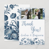  Franse Toile Foto bruiloft Dank u kaart (Voorkant / Achterkant)