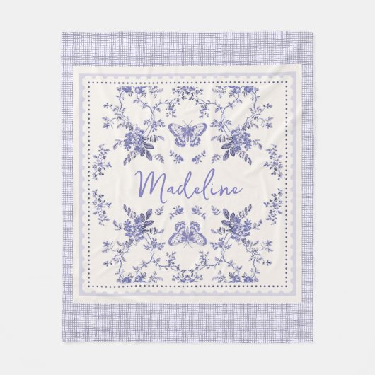 Franse Toile Lavendel Toile Custom Fleece Deken (Voorkant)
