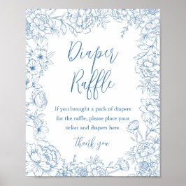 FRANSE TOILE Luier Raffle Baby shower Sign Poster