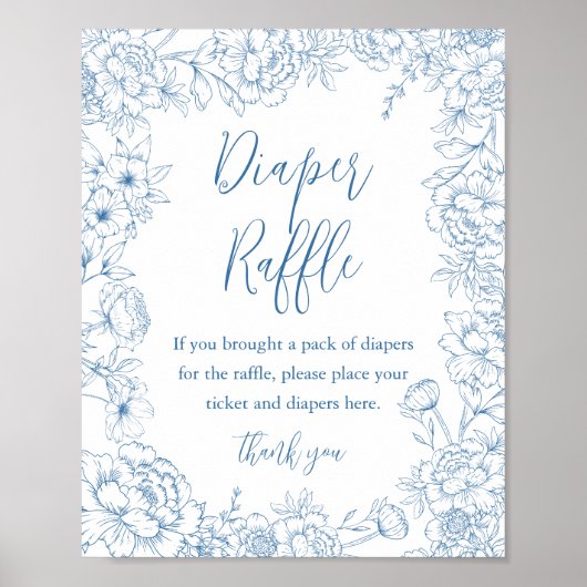 FRANSE TOILE Luier Raffle Baby shower Sign Poster (Voorkant)
