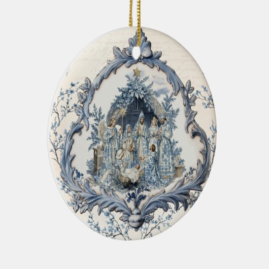  Franse Toile Nativity | Christmas Keramisch Ornament (Rechts)