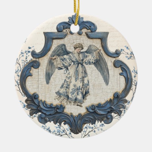  Franse Toile Nativity | kerstengel Keramisch Ornament (Voorkant)