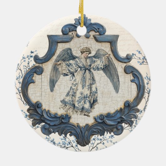  Franse Toile Nativity | kerstengel Keramisch Ornament (Achterkant)
