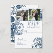  Franse Toile Photo Wedding RSVP Kaarten (Voorkant / Achterkant)