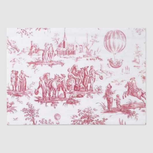 Franse Toile Rode Decoupage Hete Luchtballon Mense Tissuepapier (Voorkant)