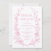 Franse Toile Roze Bloemrijke Bruiloft Brunch  Kaart (Voorkant)