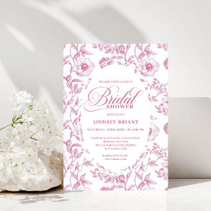 Franse Toile Rozen Stof Roze Bruiloftsinvatie Kaart