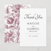 Franse Toile Stof Roze Bloem Bedankt voor de Bruil (Voorkant / Achterkant)