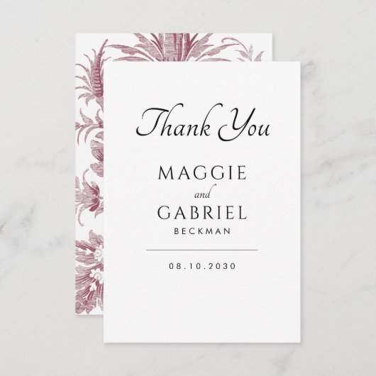 Franse Toile Stof Roze Bloem Bedankt voor de trouw (Voorkant / Achterkant)