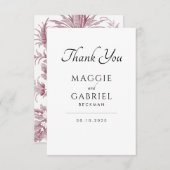 Franse Toile Stof Roze Bloem Bruiloft Dankjewel Bedankkaart (Voorkant / Achterkant)