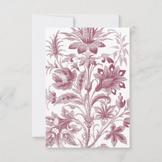 Franse Toile Stof Roze Bloemige Trouw Huwelijkskaa Bedankkaart (Achterkant)