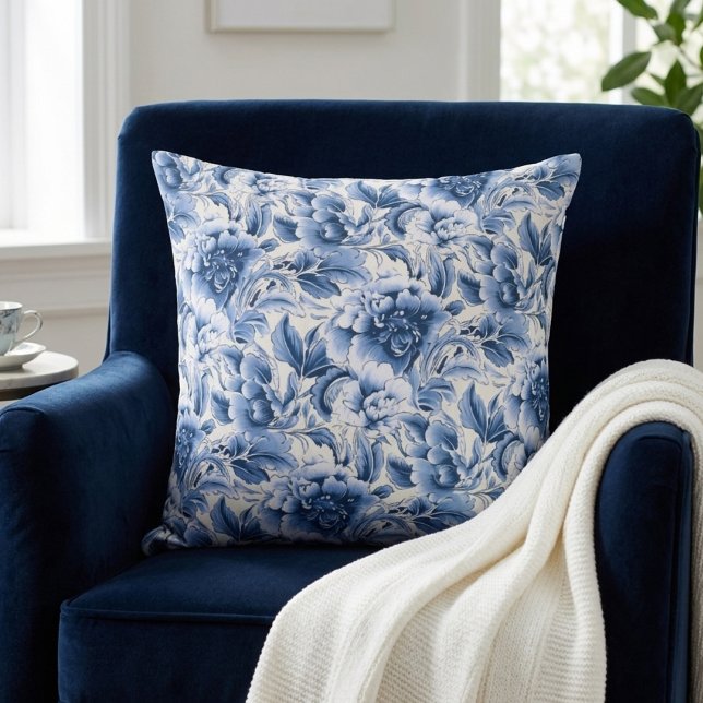 Franse toile & toile de Jouy. Blauw. Kussen (Creator heeft geüpload)
