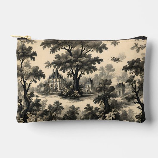 Franse Toile - Zwart Design op Crème Etui (Voorkant)