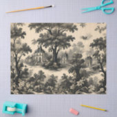 Franse Toile - Zwart ontwerp op Crème Tissuepapier (Craft)