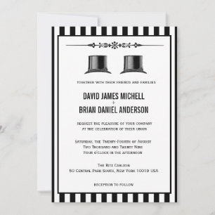 Franse   top-hat Gay Wedding Invites Kaart