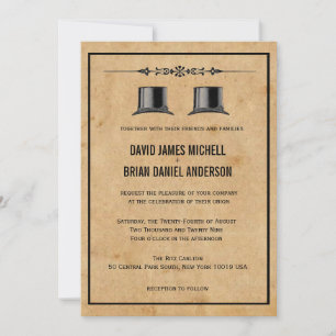 Franse   top-hat Gay Wedding Invites Kaart