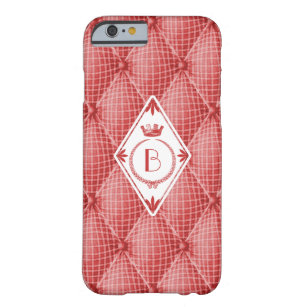 Franse trompe L'oeil Tufted Red Diamond Monogram Barely There iPhone 6 Hoesje