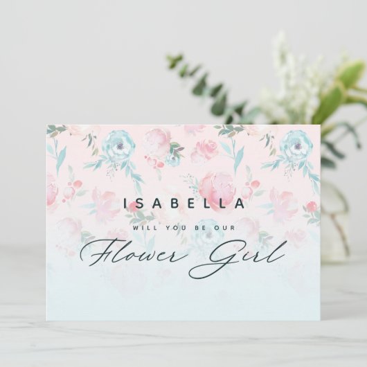 Franse Tuin Bloemen Bloem Meisje Aanzoekkaart (Staand voorkant)