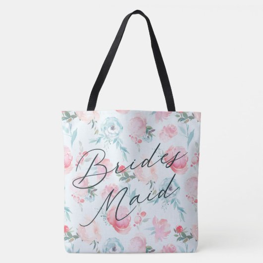 Franse Tuin Bloemen Pioen Gepersonaliseerde bruids Tote Bag (Voorkant)