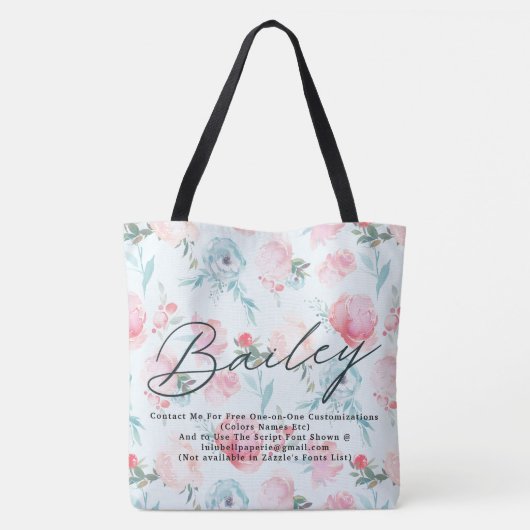 Franse Tuin Bloemen Pioen Gepersonaliseerde bruids Tote Bag (Achterkant)