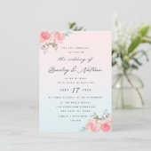 Franse Tuin Bloemen Pioen Kalligrafie Bruiloft Kaart (Staand voorkant)