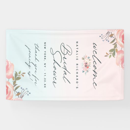 Franse Tuin Bloemen Pioen Vrijgezellenfeest Welkom Spandoek (Horizontaal)