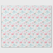 Franse Tuin Bloemen Roze Pioen Patroon Bruiloft Cadeaupapier (Vlak)