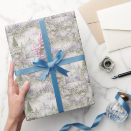 Franse Tuin Bruiloft Waterverf Bloemen Hekken Cadeaupapier