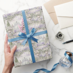 Franse Tuin Bruiloft Waterverf Bloemen Hekken Cadeaupapier