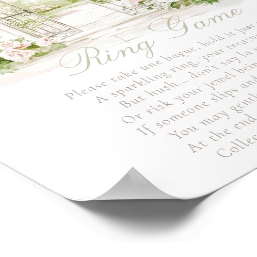 Franse Tuin Chateau Pastel Ring Game Bruids Poster (Hoek)