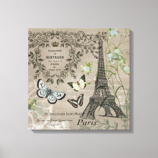  Franse tuin Eiffeltoren stretchedcanvas Canvas Afdruk (Voorkant)