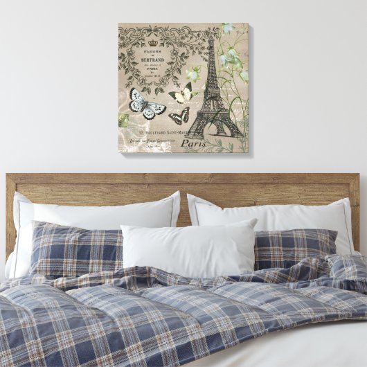  Franse tuin Eiffeltoren stretchedcanvas Canvas Afdruk (Insitu (Slaapkamer))