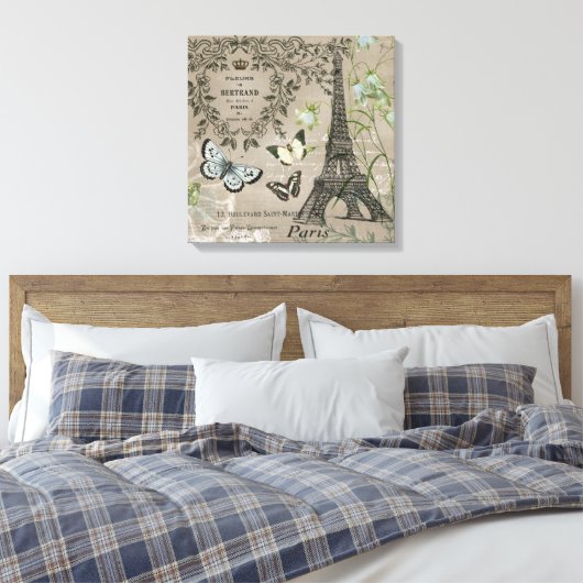 Franse tuin Eiffeltoren stretchedcanvas Canvas Afdruk (Insitu (Slaapkamer))