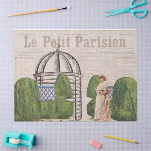  Franse Tuin Lady Collage Decoupage Tissuepapier (Craft)