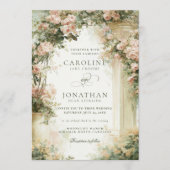 Franse Tuin Regency QR-code Romantische Bruiloft Kaart (Voorkant)