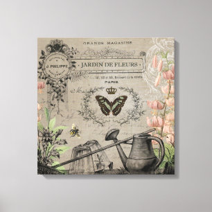  Franse tuin vlinder uitgerekt doek Canvas Afdruk