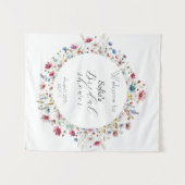 Franse tuinfeest bloemen uitnodiging wandkleed (Voorkant (horizontaal))