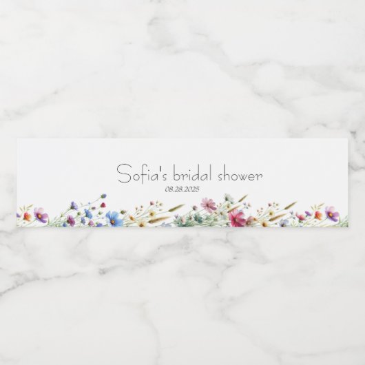 Franse tuinfloerale bruidsdouche  waterfles etiket (Enkel label)