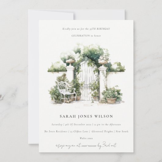 Franse Tuinlandschap Waterverf Foto Verjaardag Kaart (Voorkant)