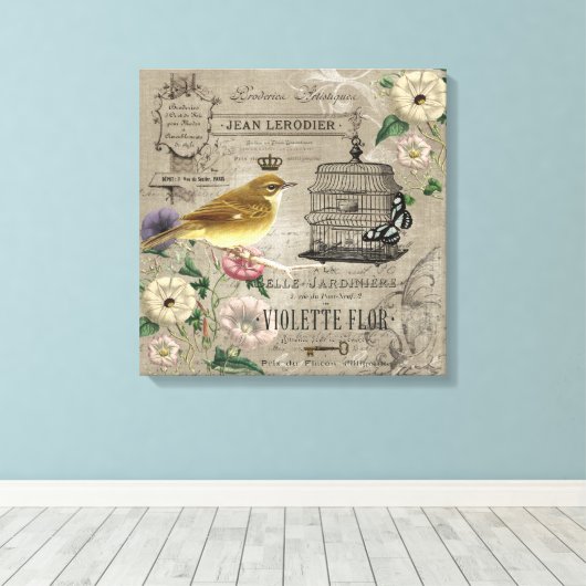  Franse tuinvogel uitgerekt canvas (Insitu (Houten vloer))