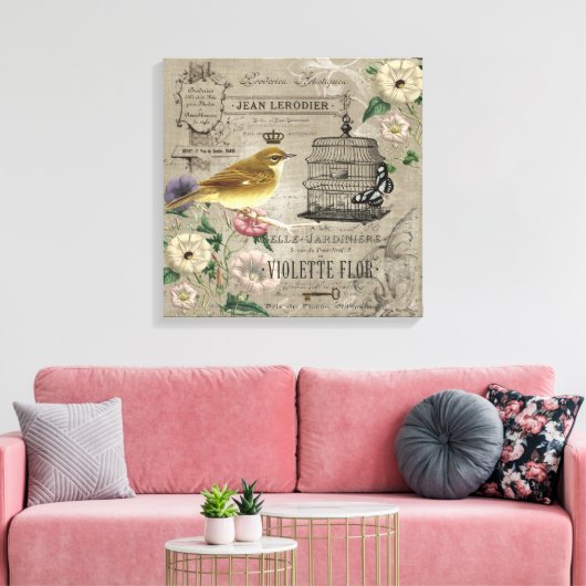  Franse tuinvogel uitgerekt canvas Afdruk (Insitu (Woonkamer))